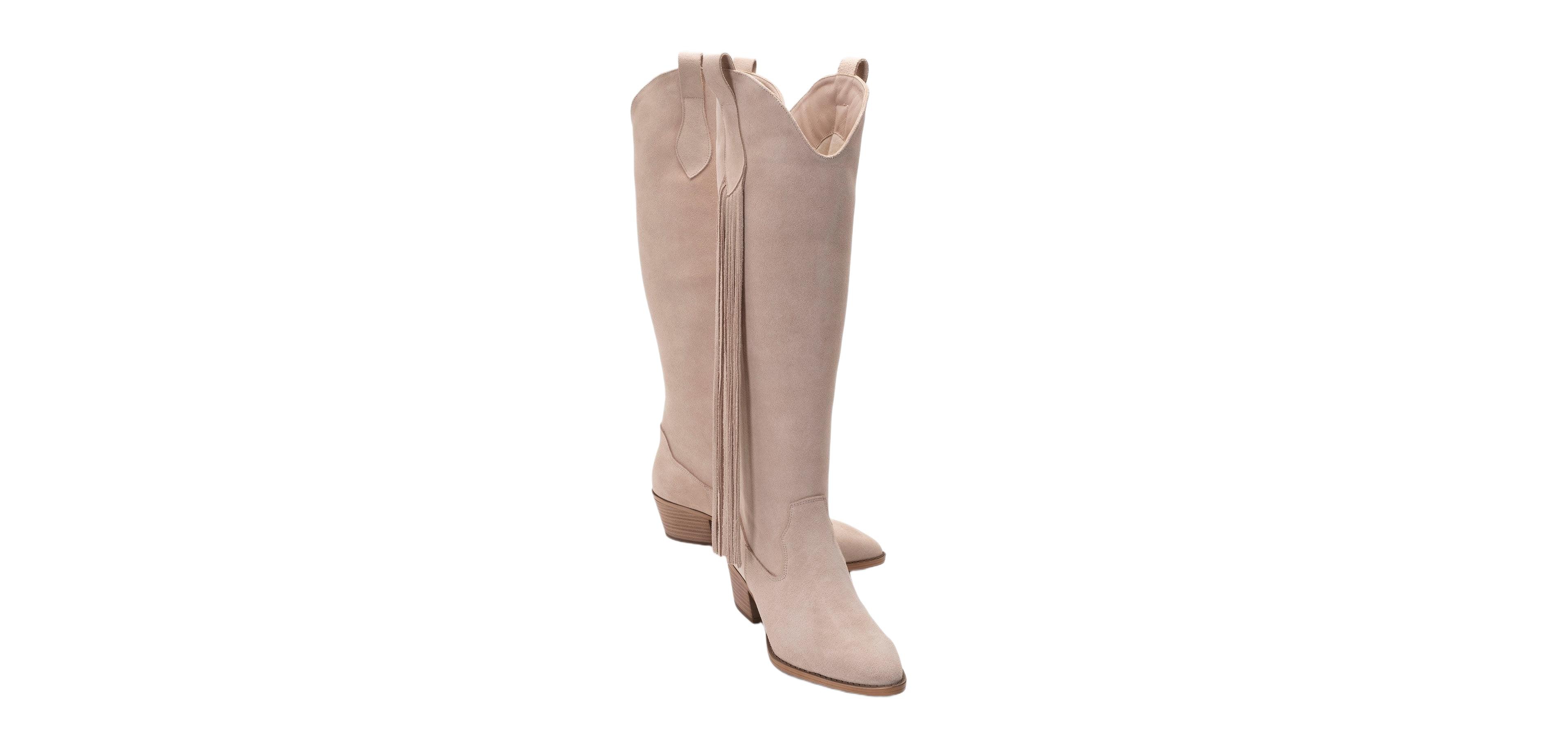 Forever & Always Shoes Rios Leather Fringe Knee High Boot (Women)