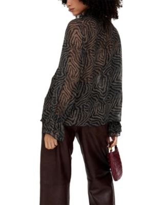 Women's Zendaya Ruffle Detail Zebra Print Shirt