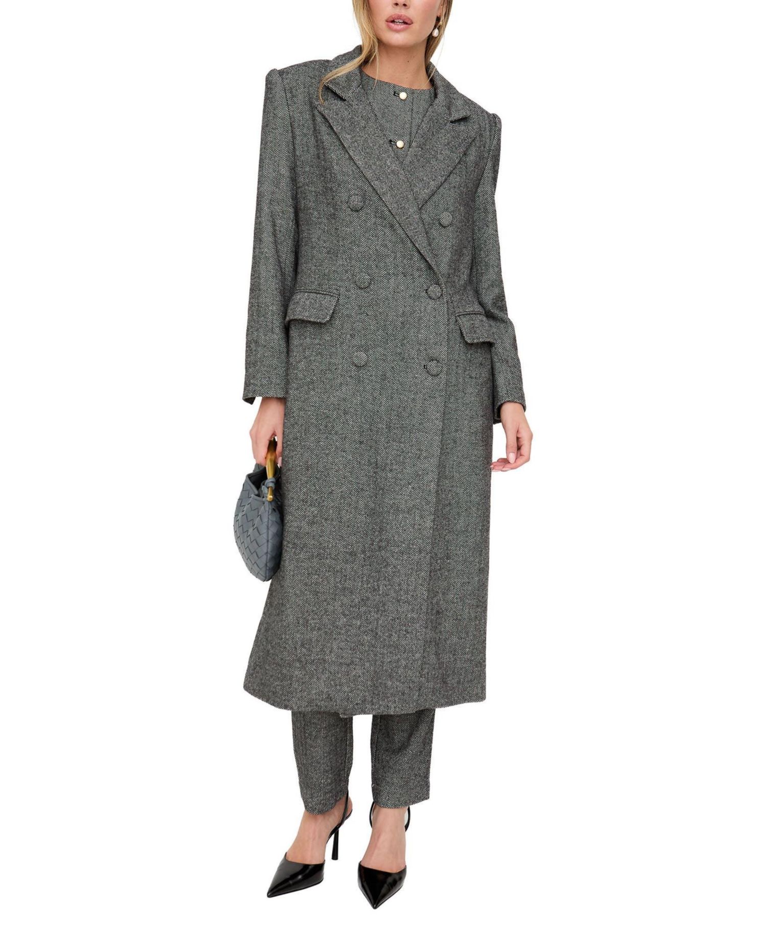 Women's Jakki Tailored Herringbone Print Coat