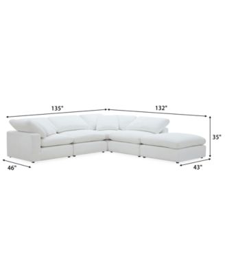 Fog 5-Pc. Fabric L-Sectional Ottoman End Sofa Set