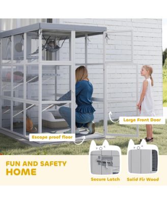 Outdoor Catio Cat Enclosure for 2-4 Large Cats, 71" Length