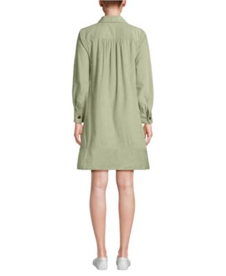 Women's Wide Wale Cord Popover Long Sleeve Shirt Dress
