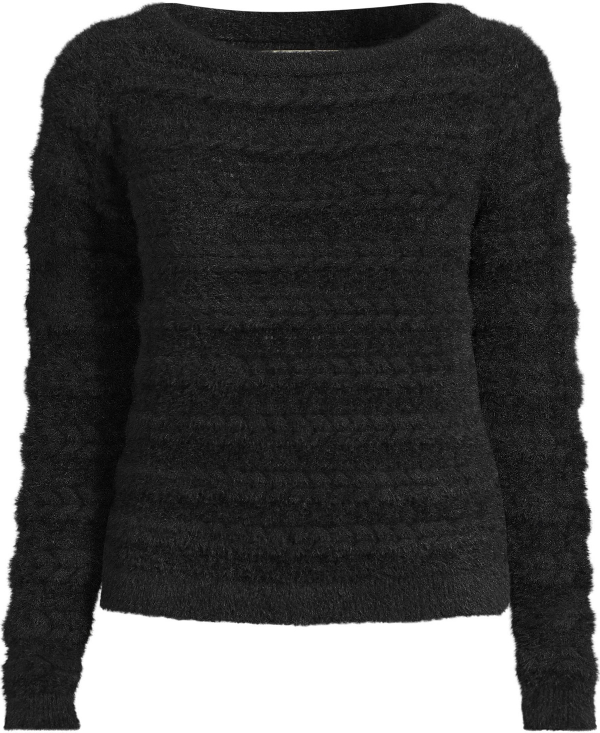 Lands' End Women's Fuzzy Eyelash Cable Boatneck Sweater