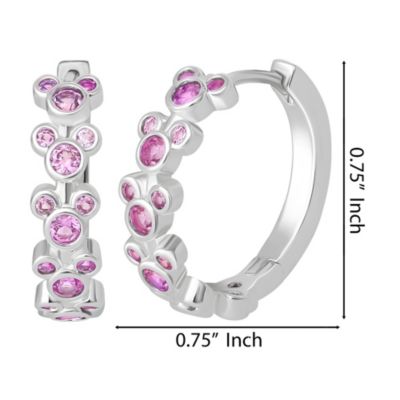 Mickey Mouse Endless Hoop Earrings Cubic Zirconia Disney Pink Hoops