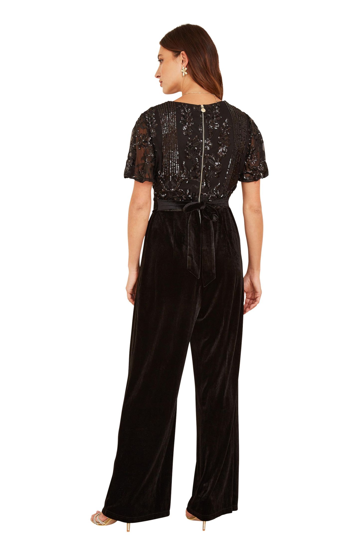 Женский комбинезон Yumi Sequin Embellished Jumpsuit, цвет: Чёрный — фото 5