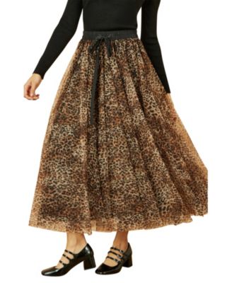 Women's Mesh Heart Print Tulle Skirt