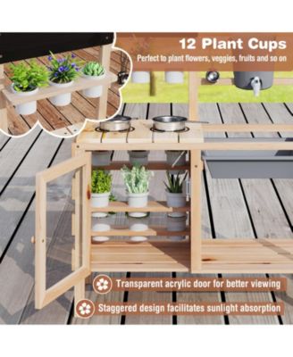 Mud Kitchen Kids Pretend Play Kitchen Toy Set Outdoor Wooden Kitchen Playset