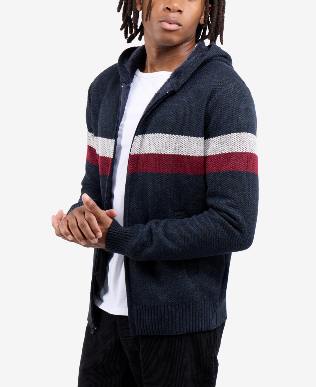 X Ray Men's Zip Up Fleece Lined Cardigan Hooded Sweater