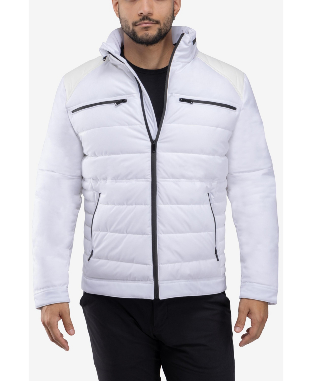 Xray Men's Puffer Jacket With Pu Shoulder