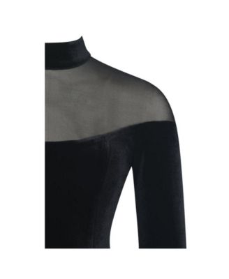 Women's Blair Black Sheer Mock Neck Maxi Dress