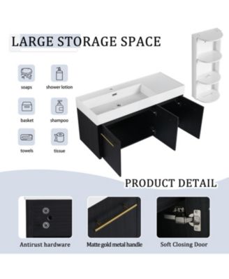 48" Wall-Mount Vanity, Resin Left Basin, KD-Package