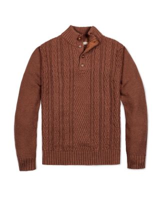 Men's Organic Mock Neck Cable Sweater