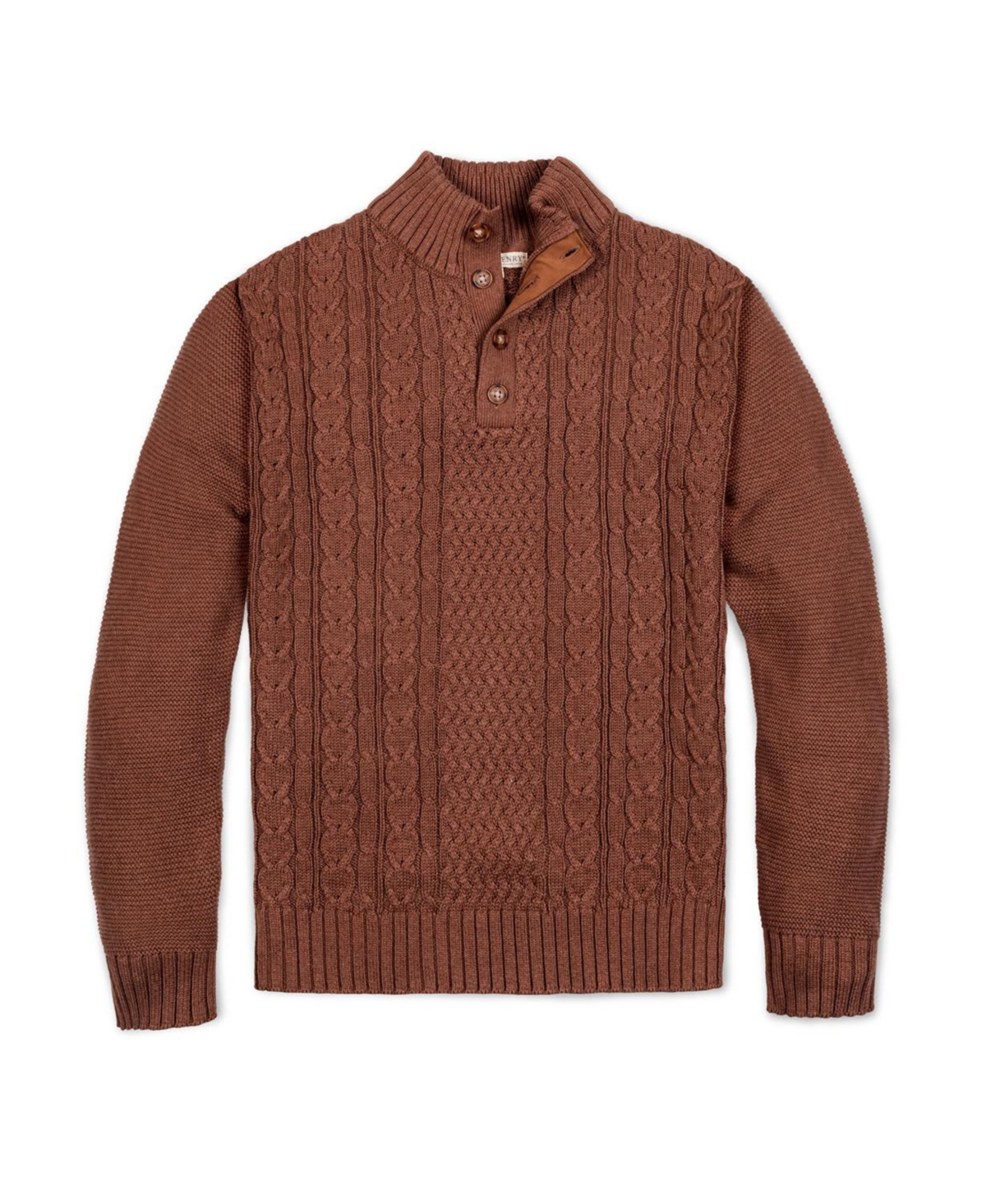 Hope & Henry Men's Organic Mock Neck Cable Sweater