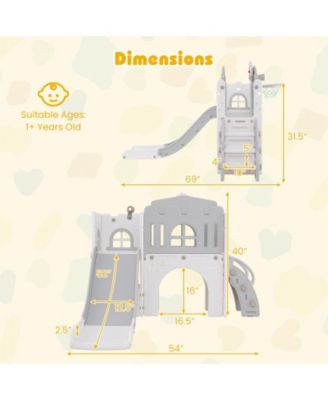 9 in 1 Toddler Slide L Shaped Kids Slide & Climber Playset w/ Basketball Hoop