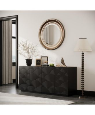 Modern 4-Door Sideboard Buffet Cabinet - Black, 59"