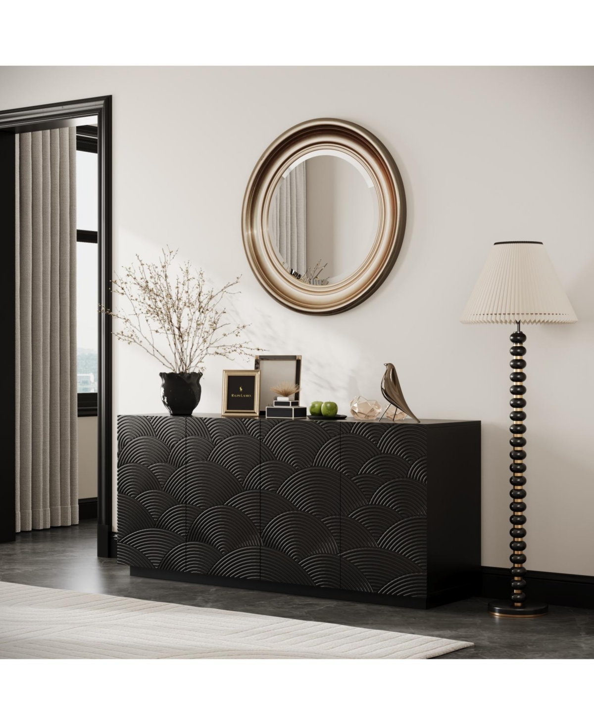 Streamdale Modern 4-Door Sideboard Buffet Cabinet - Black, 59"