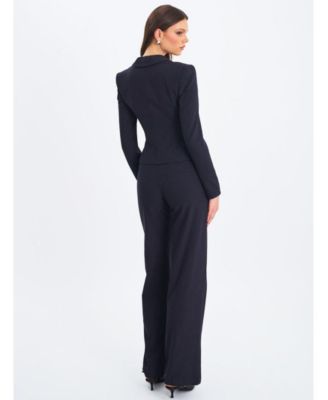 Women's Quinne Navy Striped Single-Breasted Peplum Blazer