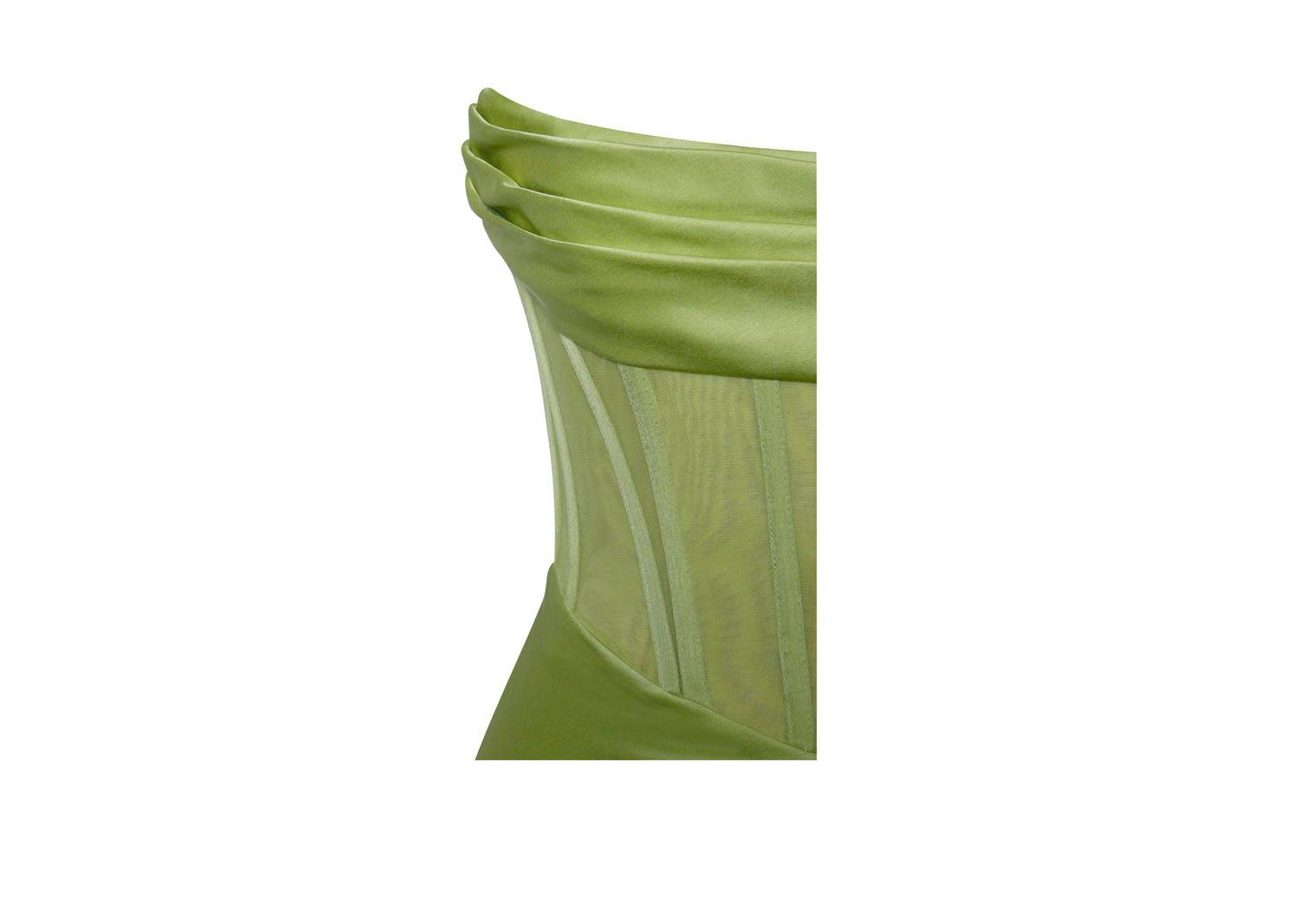 Women's Prisa Lime High Slit Satin Corset Gown