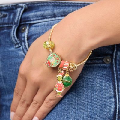Grinch Holiday Charm Beaded Bracelet