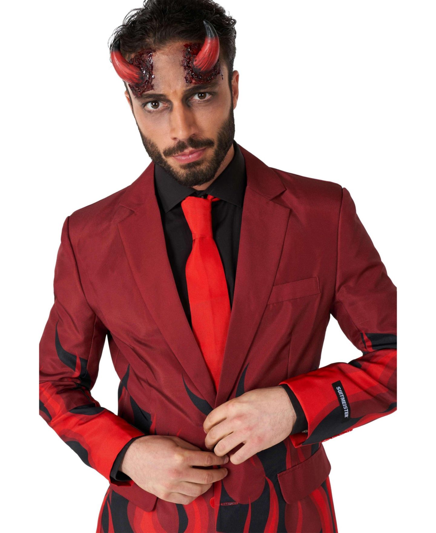 Мужской костюм дьявола Suitmeister приталенный, Red/Black, цвет: Красный — фото 7