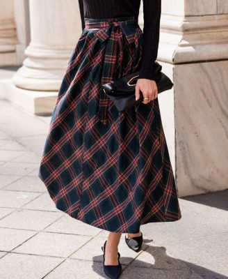 Women's Book Club Plaid Maxi Skirt
