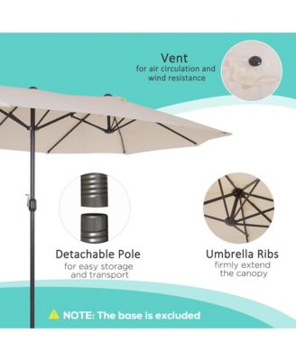 15' Extra Large Double Patio Umbrella for Pool,
