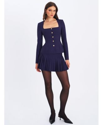 Women's Skyla Indigo Square Neckline Peplum Blazer