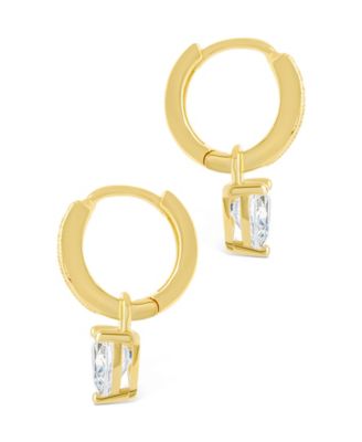 Sterling Silver Eugenia Heart Cut CZ Dangle Micro Hoops