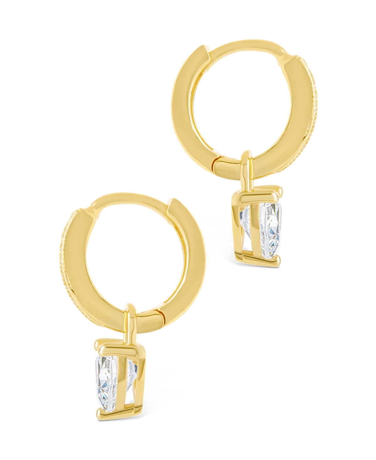 Sterling Forever Silver Eugenia Heart Cut Cz Dangle Micro Hoops