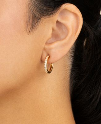 Sterling Silver Eleri CZ Tube Hoops - .75"