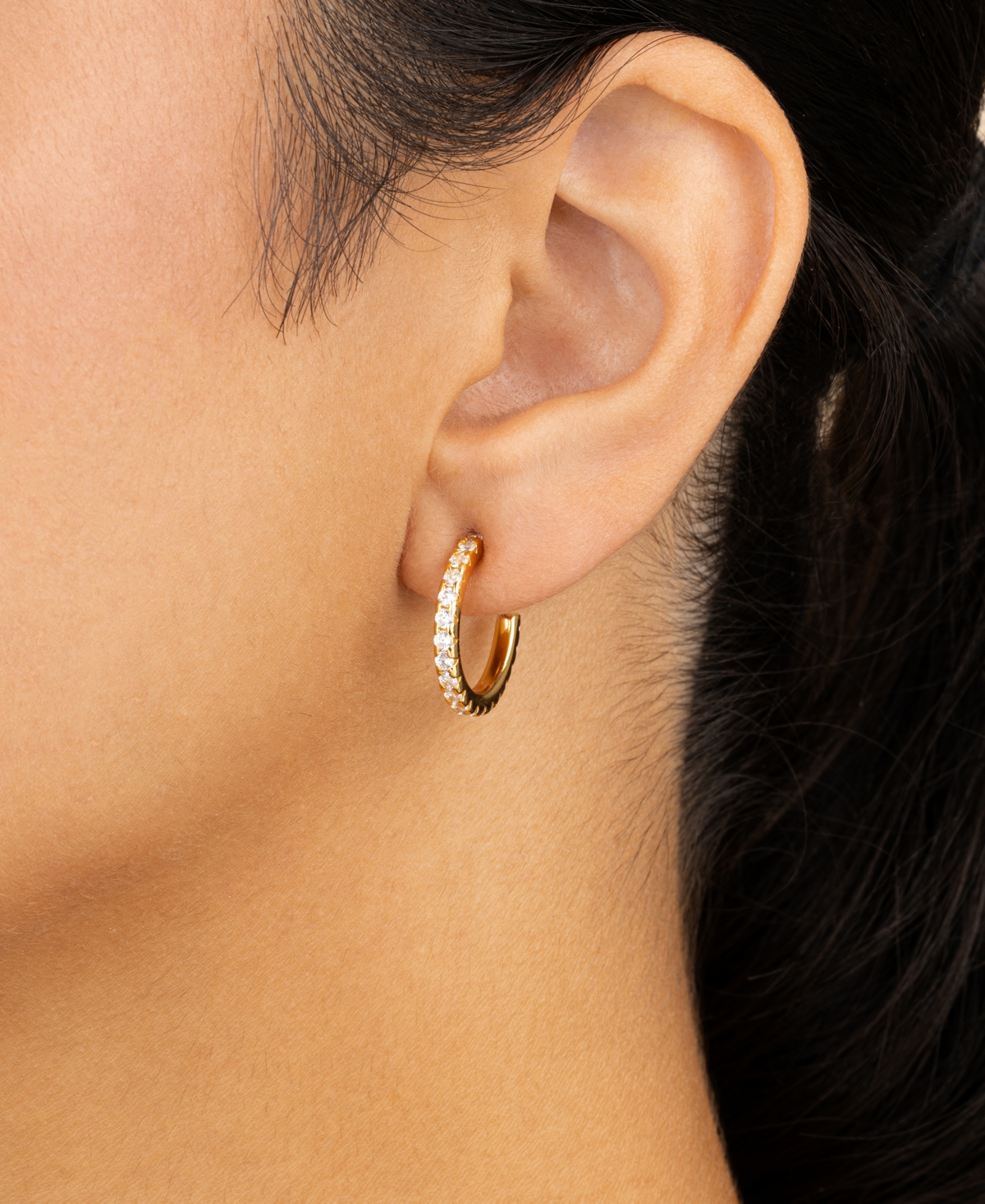 Sterling Forever Silver Eleri Cz Tube Hoops - .75"