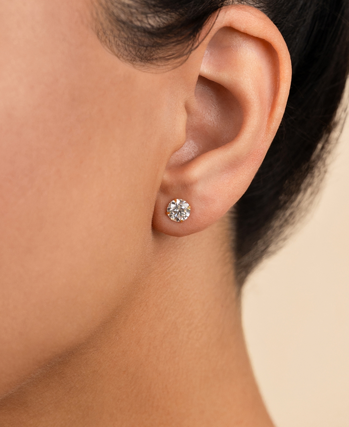 Sterling Forever Silver Round Cut Prong Set Stud Earrings