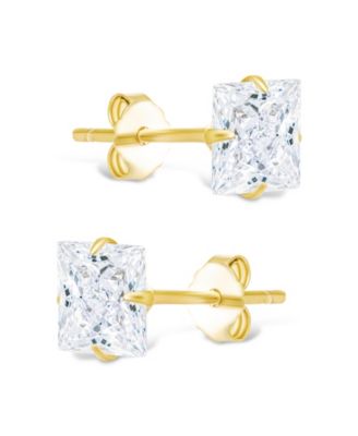 Sterling Silver Princess Cut Prong Set Stud Earrings