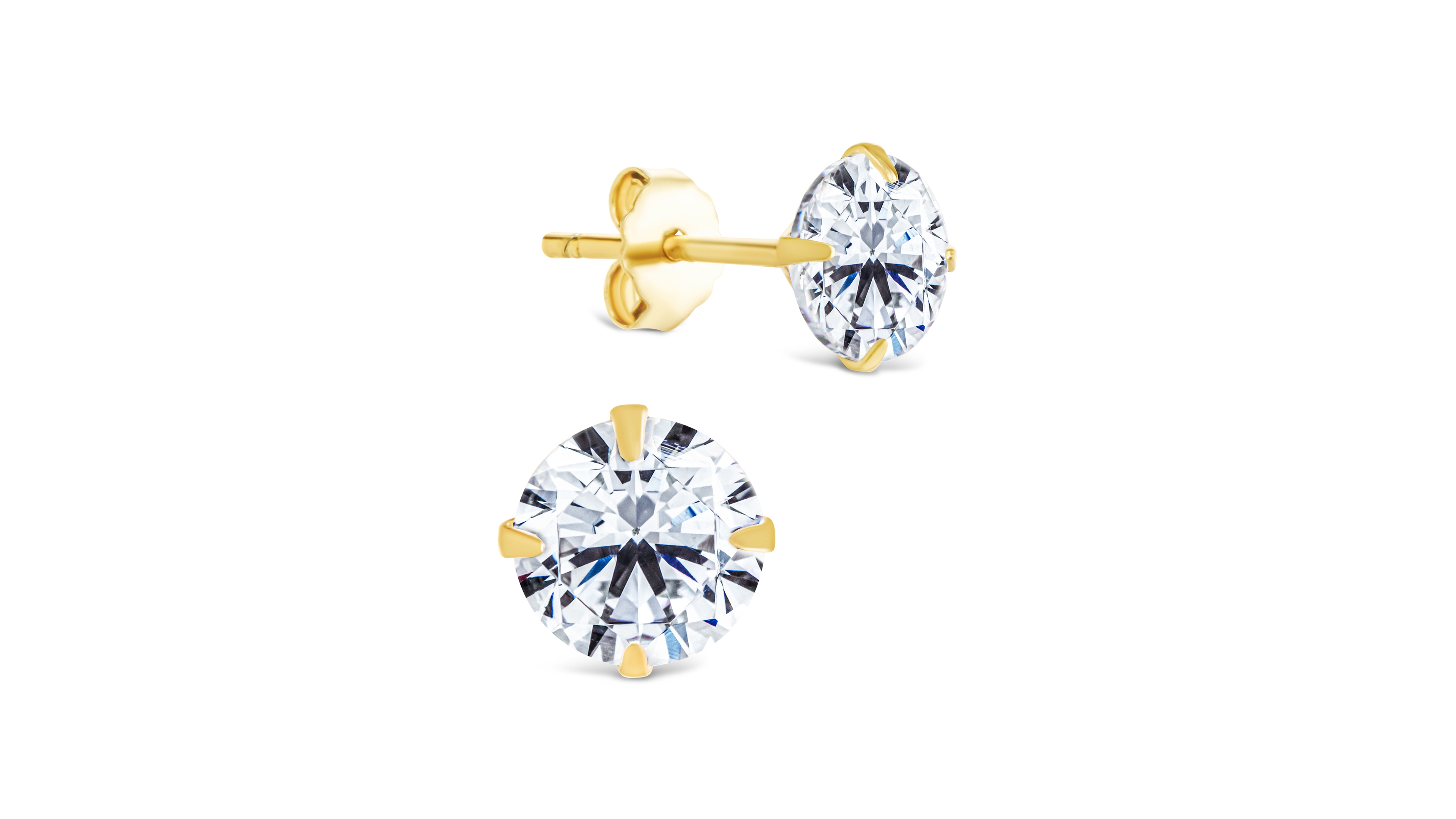 Sterling Forever Silver Round Cut Prong Set Stud Earrings