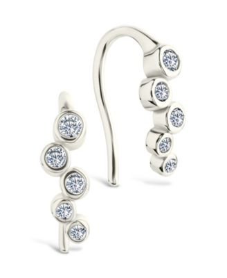 Sterling Silver Talia CZ Bezel Crawler Earrings