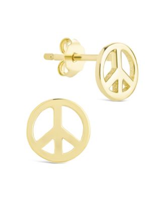 Sterling Silver Peace Sign Studs