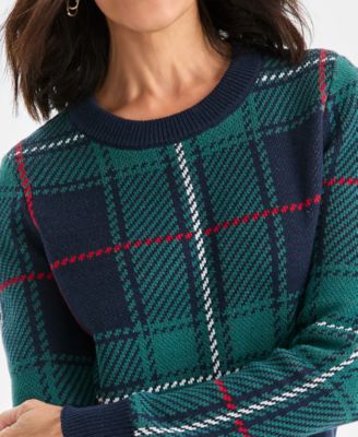Petite Whimsy Checkered Pull-On Sweater, Macy's Exclusive