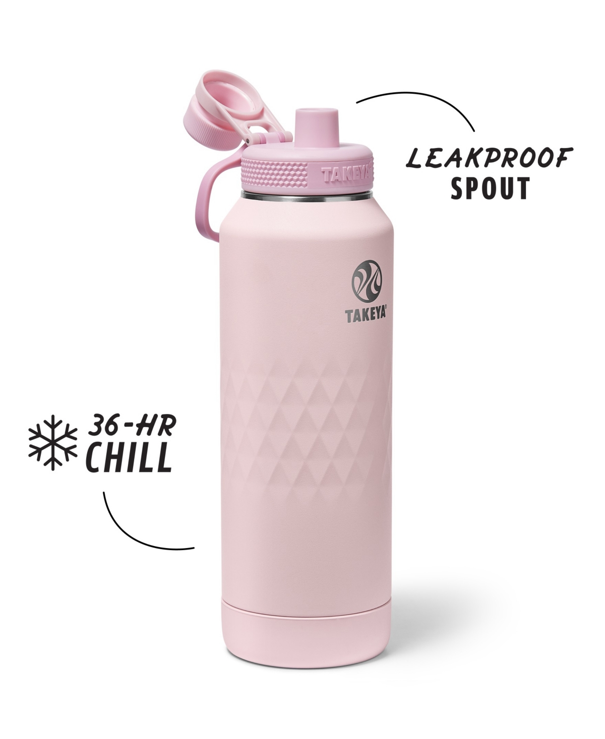 Takeya Sport 40 Oz. Triple-insulated Water Bottle With Spout Lid In Pink