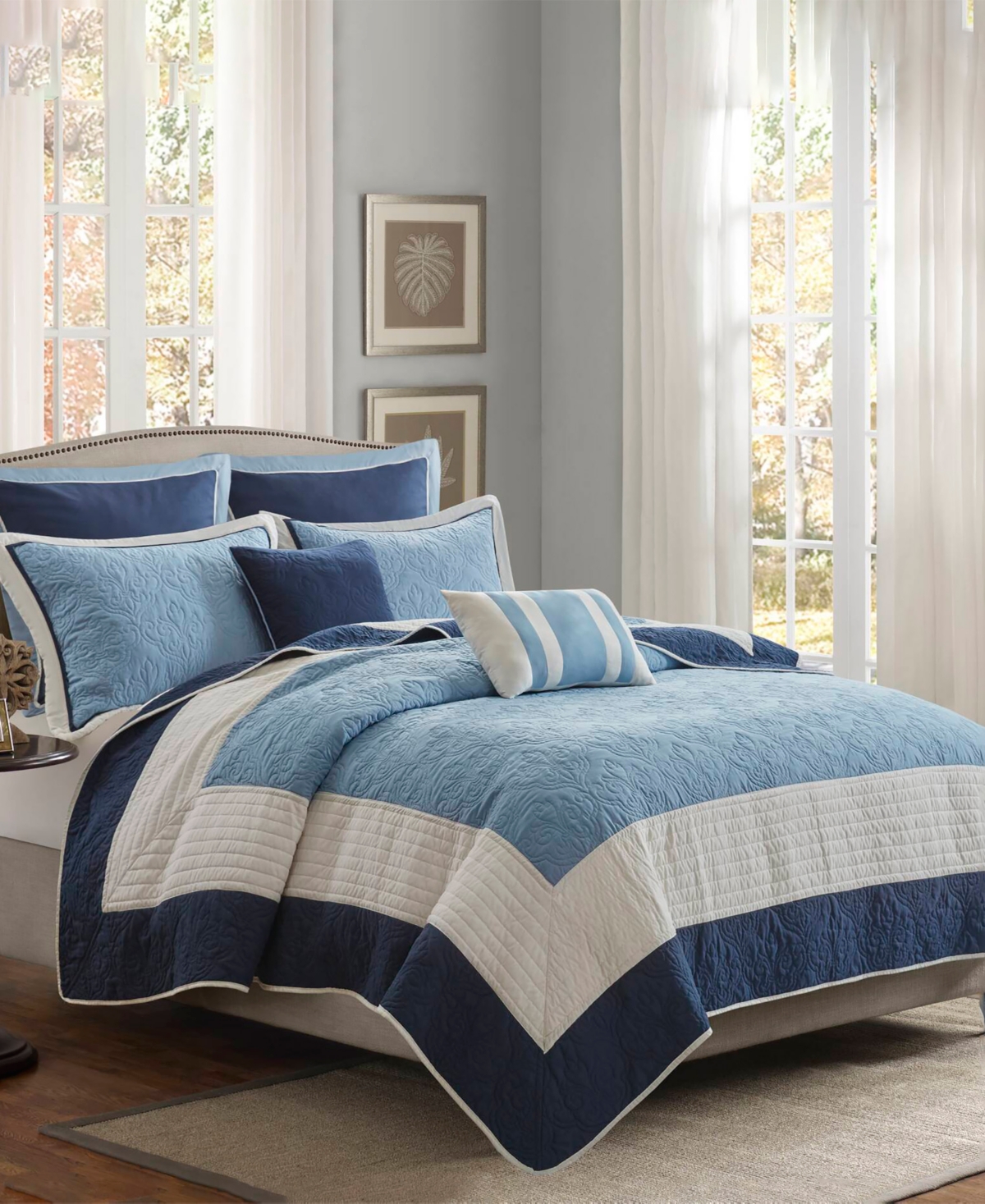 Madison Park Attingham 7-pc. Quilt Set, King/california King In Blue