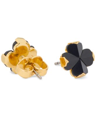 Cubic Zirconia Black Flower Stud Earrings
