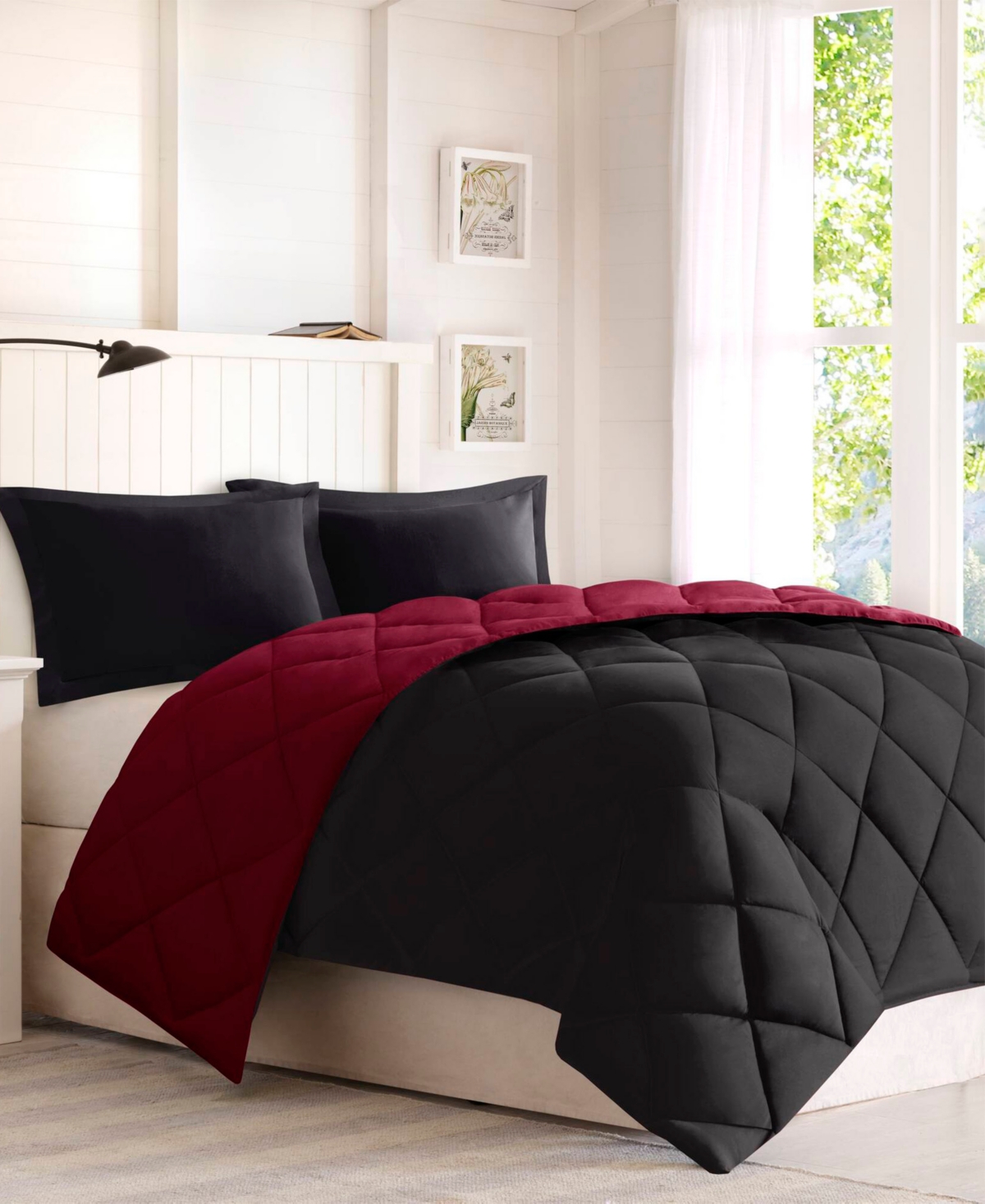 Madison Park Essentials Larkspur Reversible 3-pc. Comforter Set, Full/queen In Black