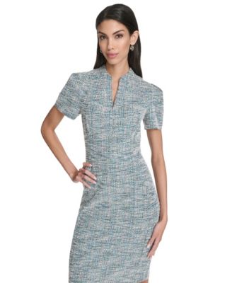Women's Plaid Sheath Short Sleeve Dress