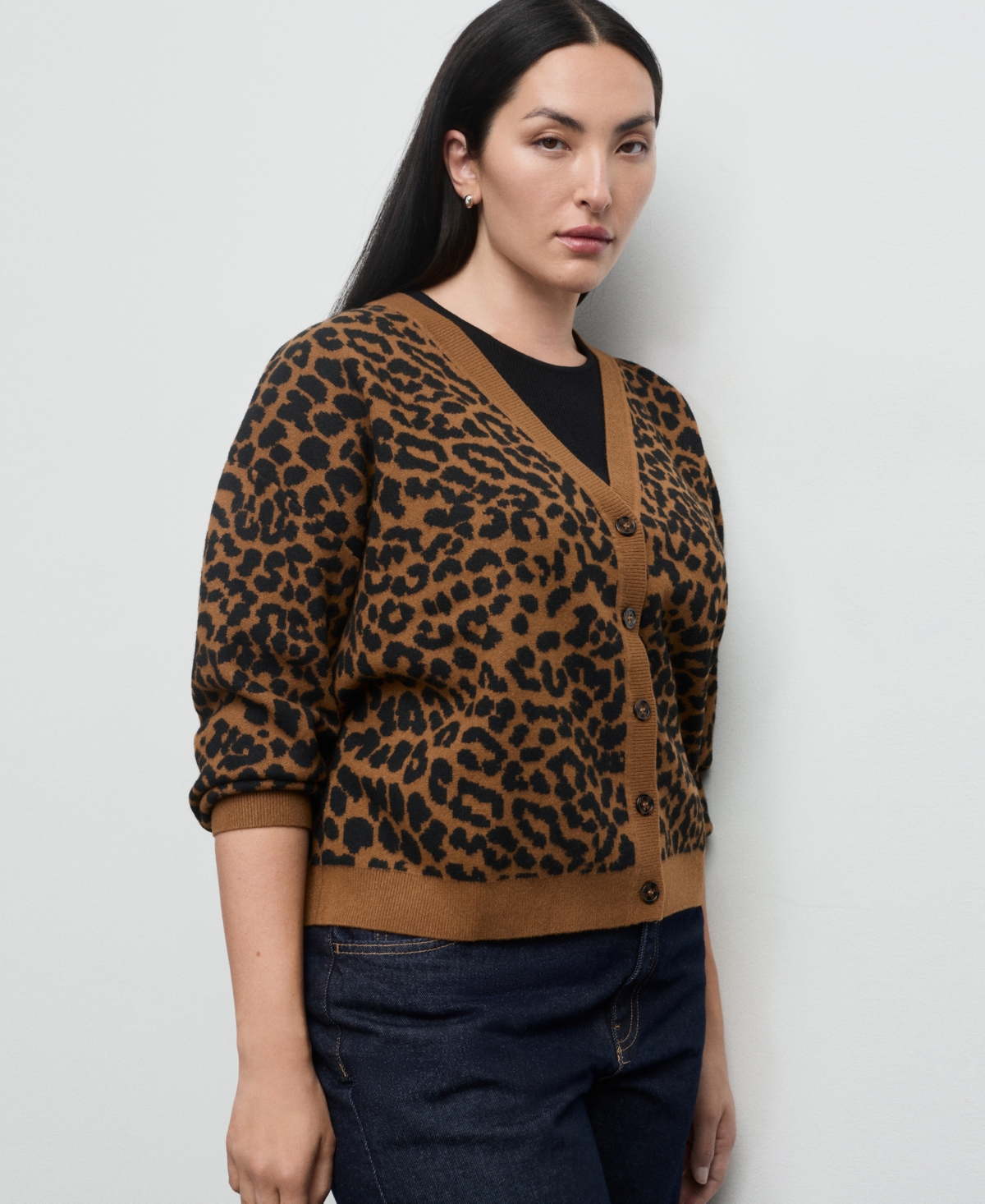 Mango Women's Leopard Knit Cardigan In Brown