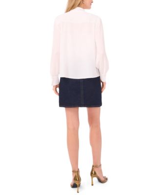 Women's Front Tie And Pintuck Long-Sleeve Top