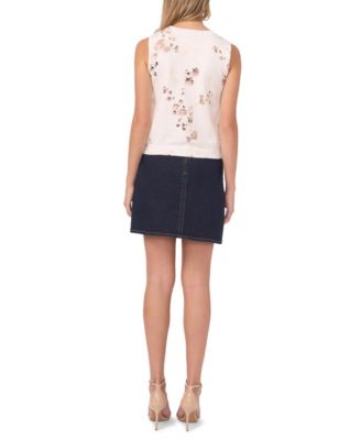 Women's Crewneck Floral Sleeveless Sweater