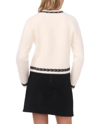 Women's V-Neck Trim Cardigan Sweater