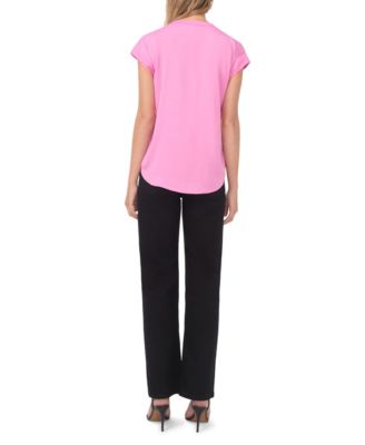 Women's V-Neck Front Placket Blouse Top