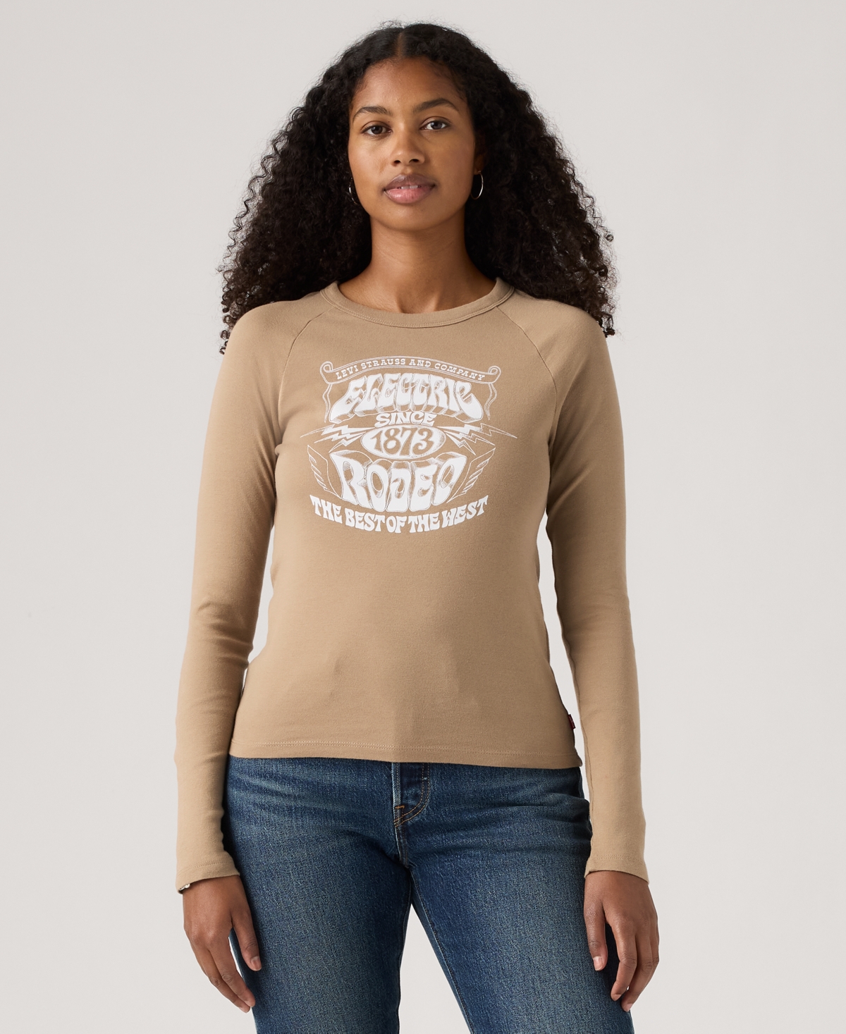 Levi's Women's Graphic Essential Raglan Long Sleeve Top In Brown