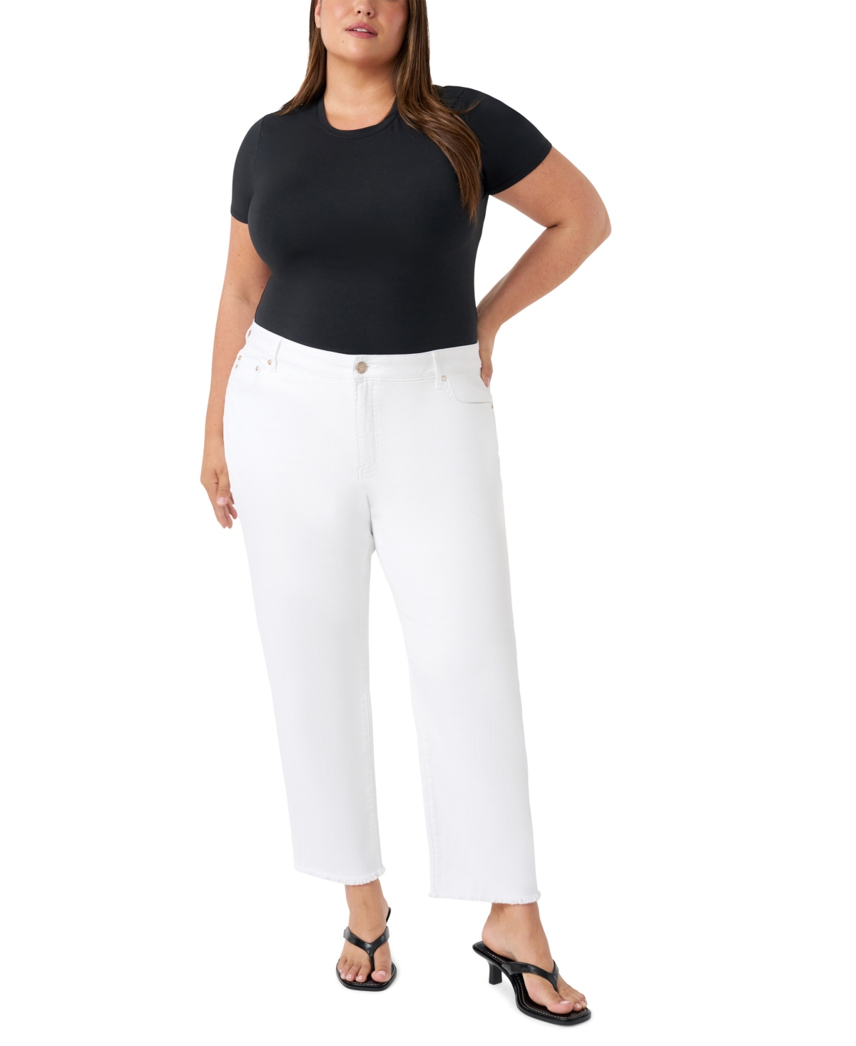 Seven7 Plus Size Vintage Straight Ankle Jeans In White