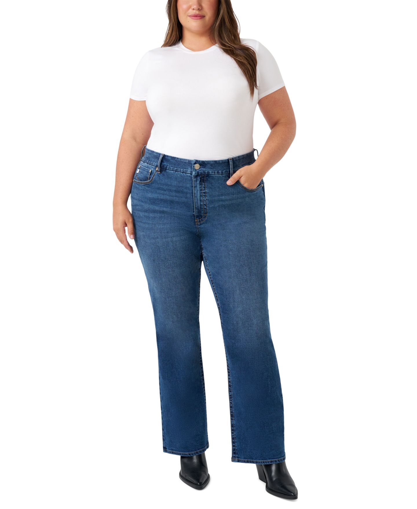 Женские джинсы Seven7 Plus Size Tummy Less Bootcut, цвет: Волчая средняя варка — фото 1